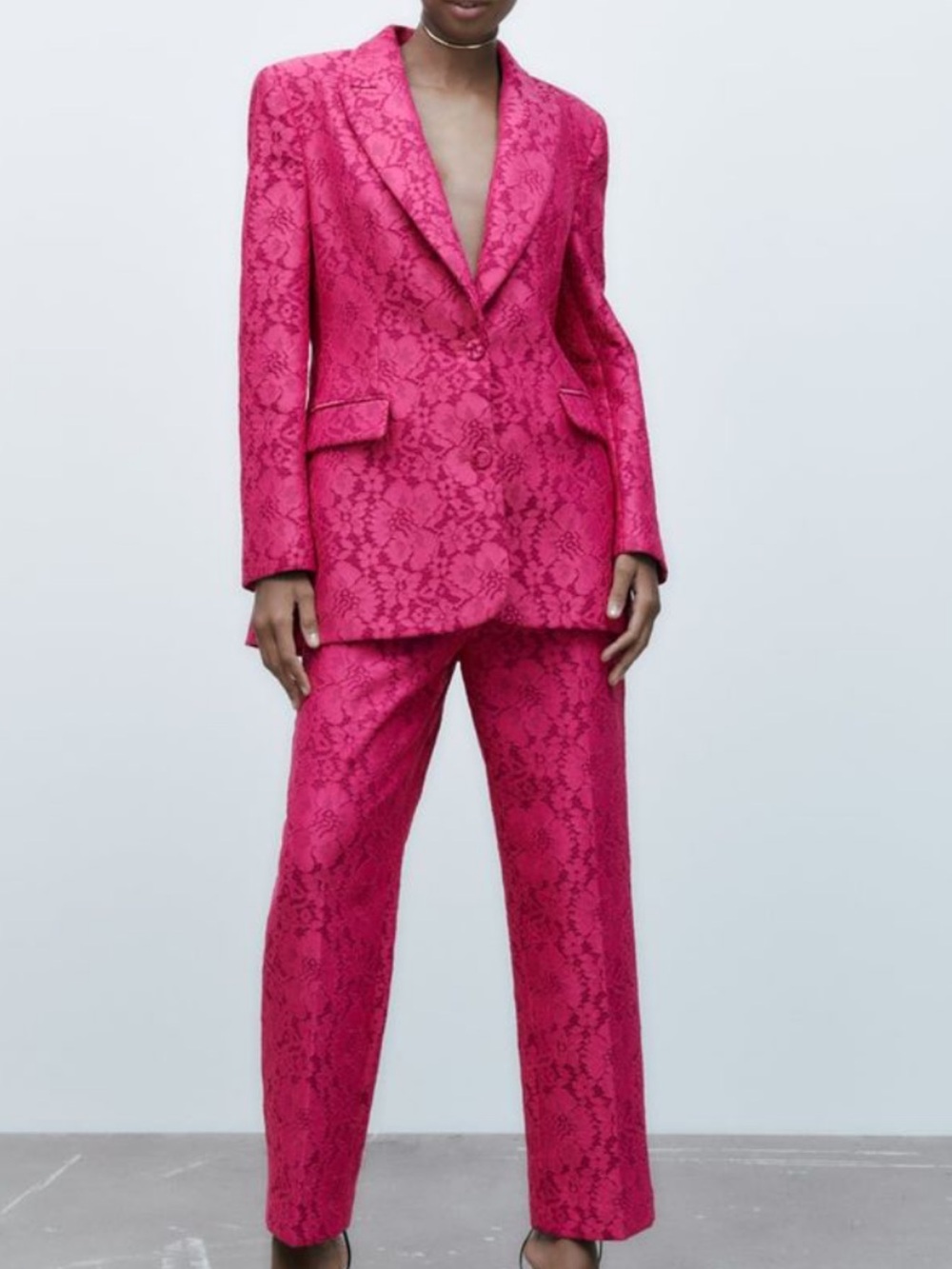 Zara Tailored Lace Blazer